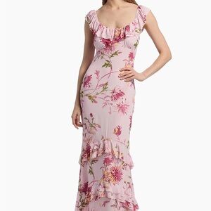 Reformation Floor Length Floral Pink Maxi Dress
